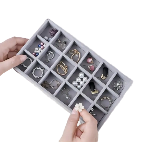 Luxury Velvet Drawer Organizer Tray [Gray]