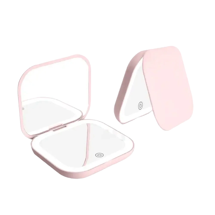 Compact Mini Folding Cosmetic Mirror with LED Lights & Magnifying