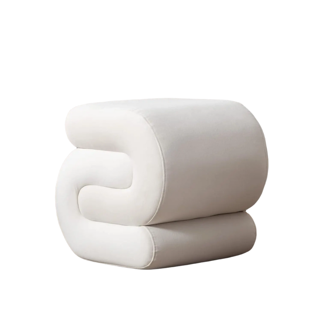Modern S-Shaped Pouf Vanity Stool