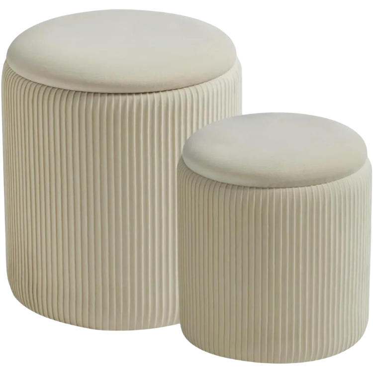 Set Of 2 Luxury Rounded Ottoman Vanity Stool