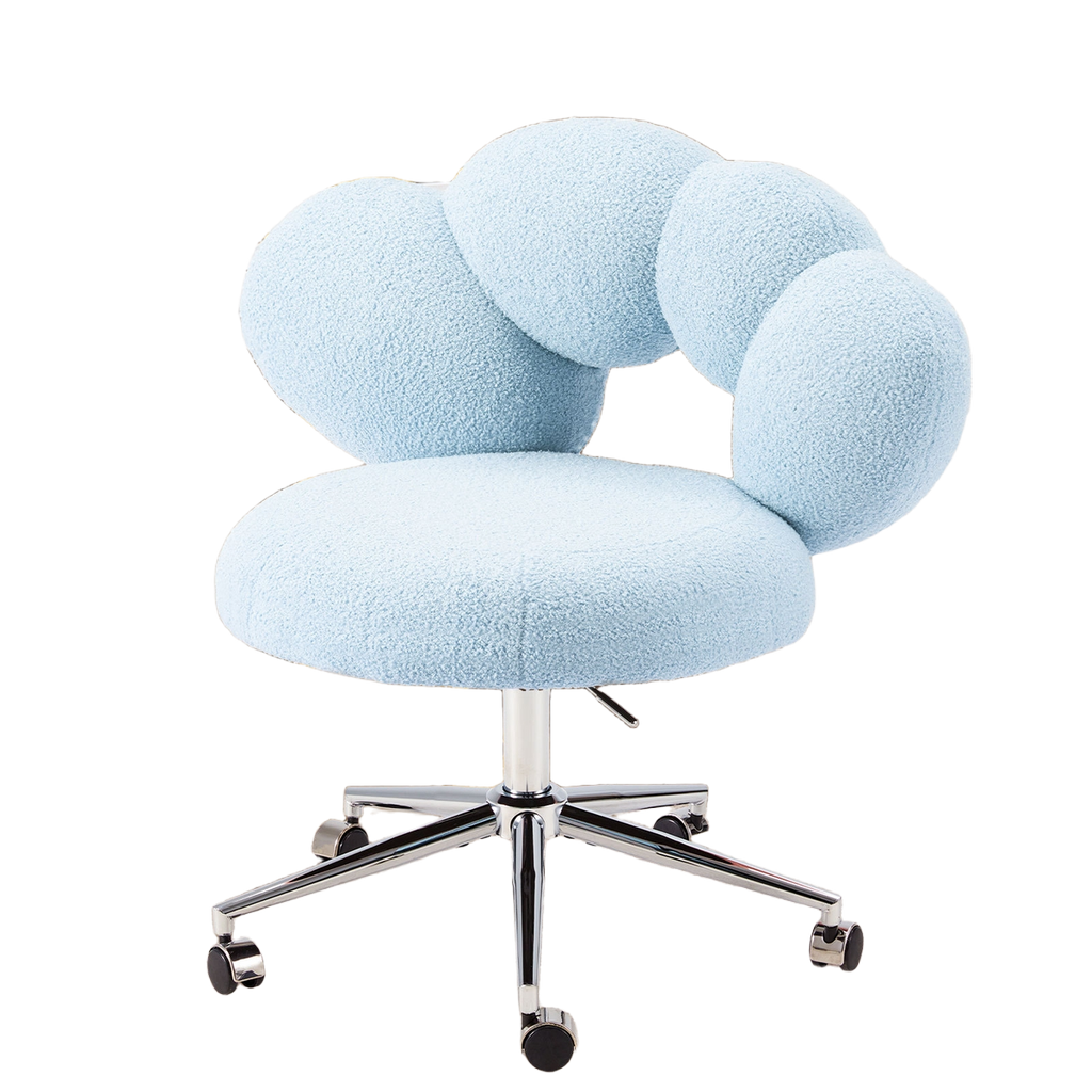 Armless Vanity Desk Chair with Teddy Fabric & Wheel