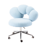 Armless Vanity Desk Chair with Teddy Fabric & Wheel