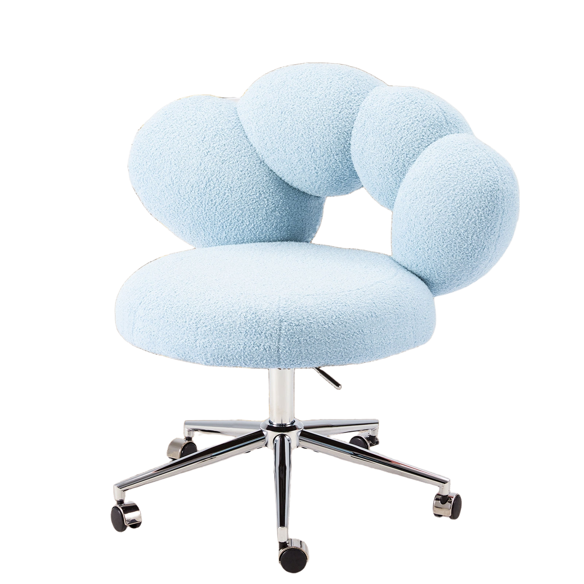 Armless Vanity Desk Chair with Teddy Fabric & Wheel