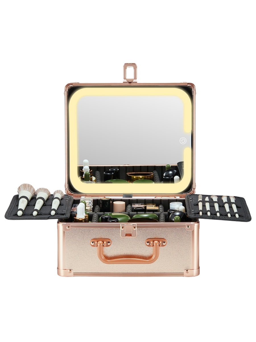 Makeup Box With A Detachable Lighted Mirror