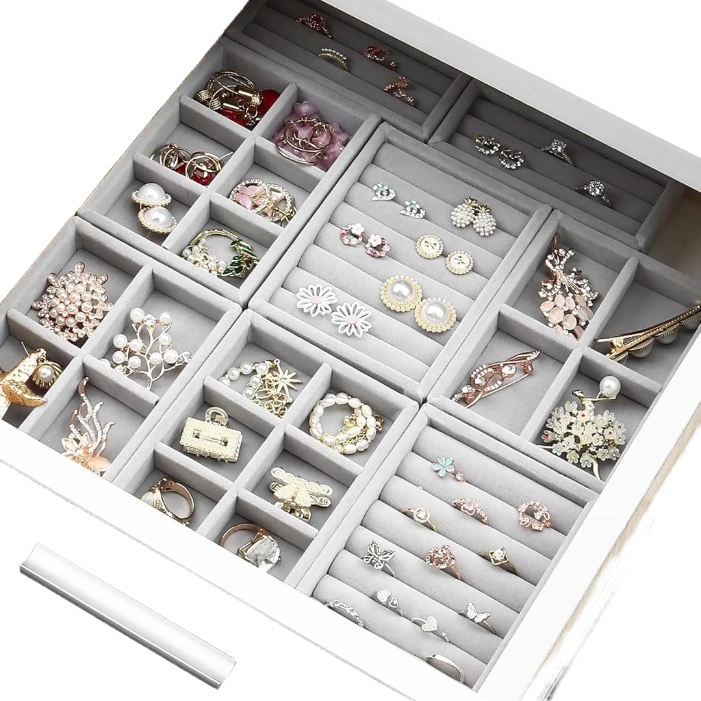Luxury Velvet Drawer Organizer Tray [Beige]