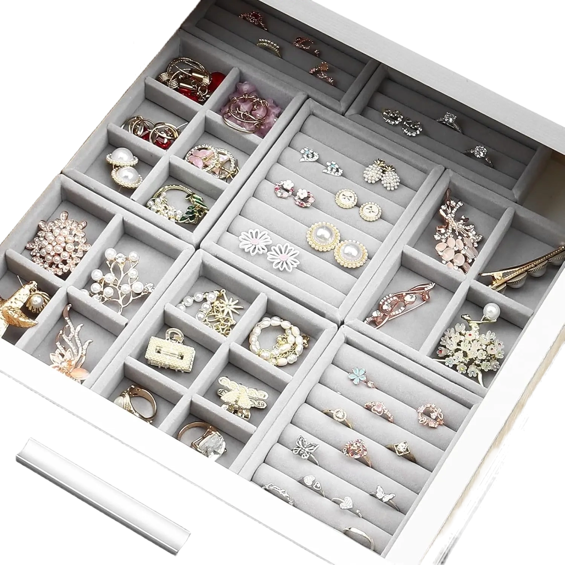 Luxury Velvet Drawer Organizer Tray [Beige]