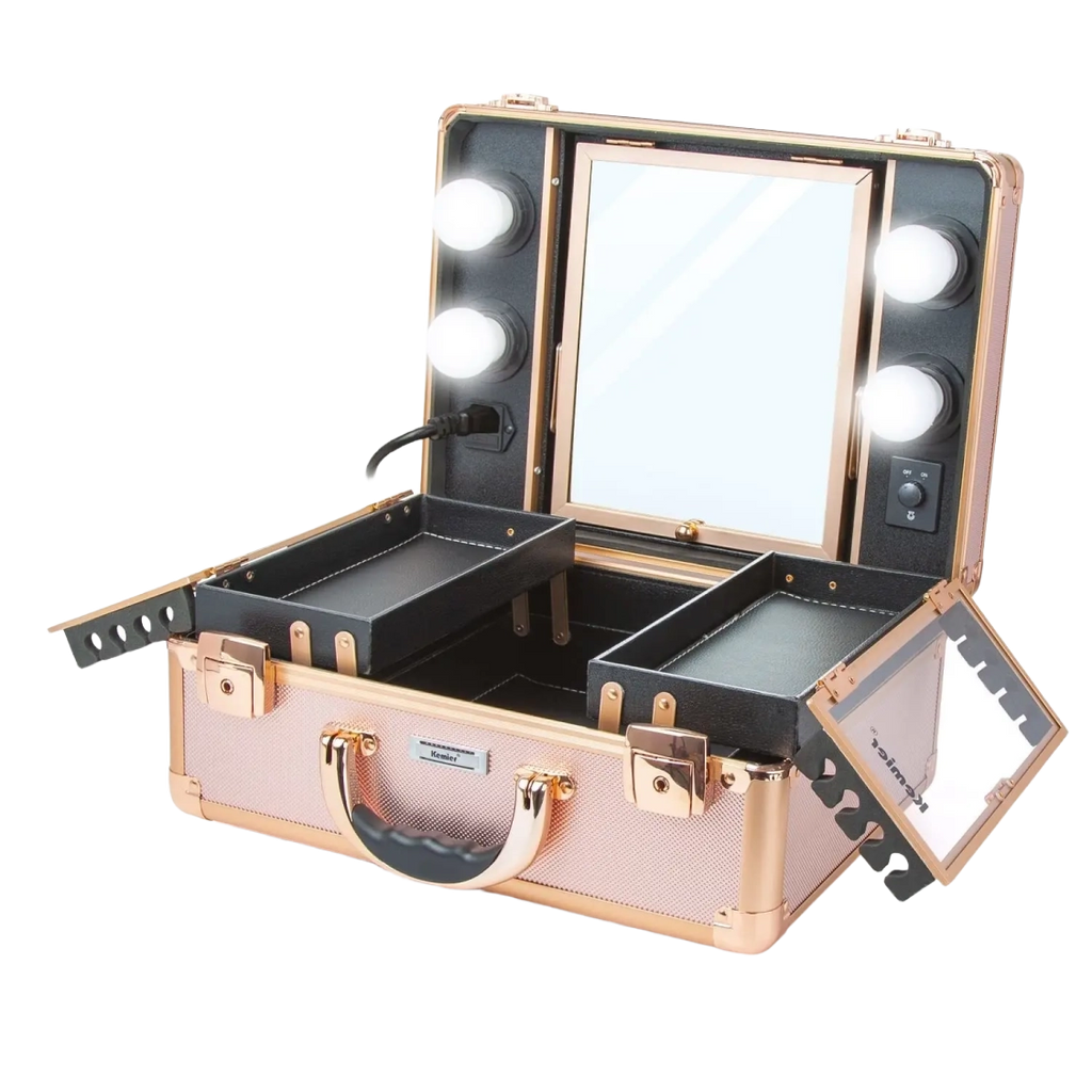 Makeup & Cosmetic Storage Box with LED Light Customizable Dividers