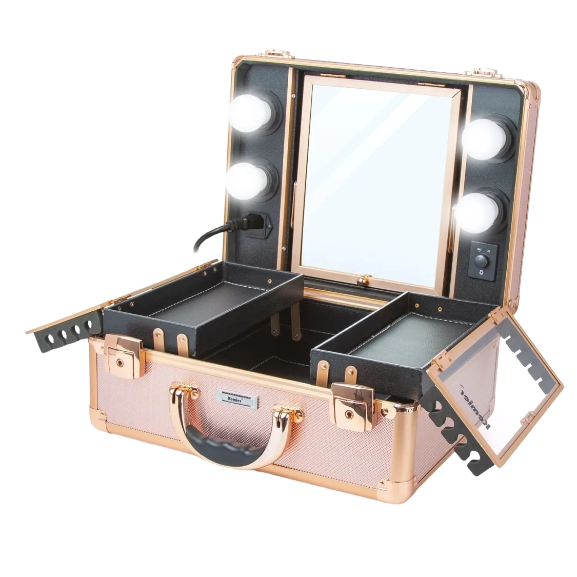Makeup & Cosmetic Storage Box with LED Light Customizable Dividers