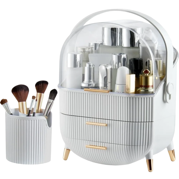 Makeup Storage Box Brush Holder & Drawers