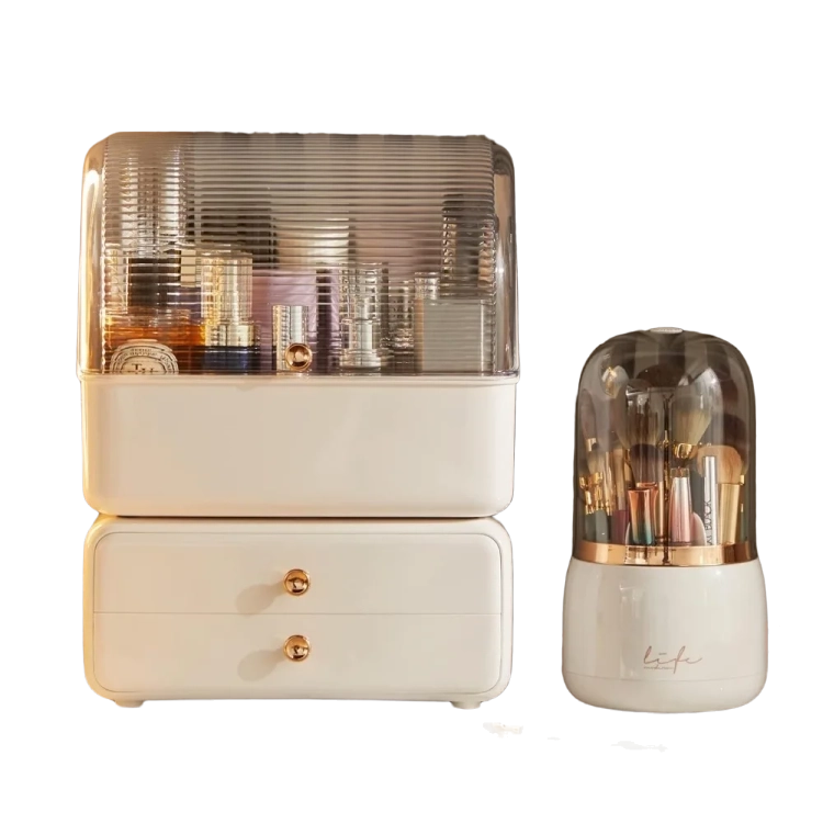 Large Makeup Storage Box with Brush Holder