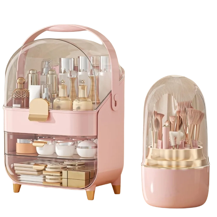 Makeup Storage Box With Brush Holder