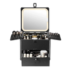 Waterproof Travel Makeup Box with Drawer and A Detachable LED Mirror