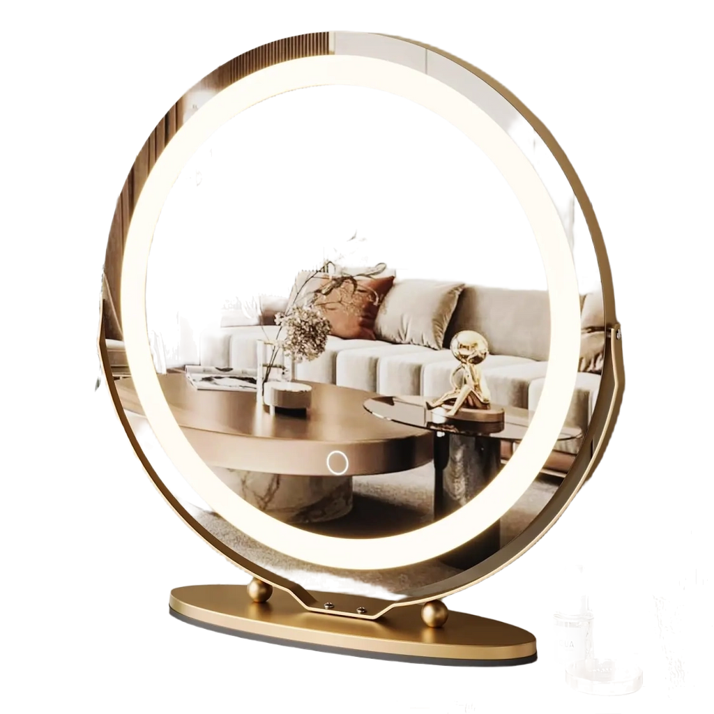 19 Inch Large Round Vanity Mirror With Touch Controls