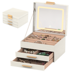 3 Layer Jewelry Box With LED Mirror With 2 Drawers