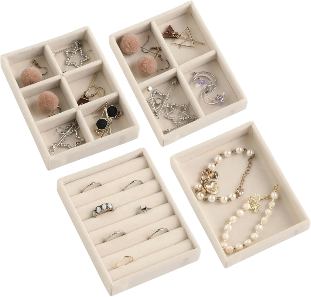 Luxury Velvet Drawer Organizer Tray [Beige]