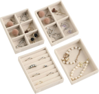 Luxury Velvet Drawer Organizer Tray [Beige]