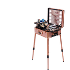 Aluminum Rolling Makeup Trolley With 8 LED Lights and Stand