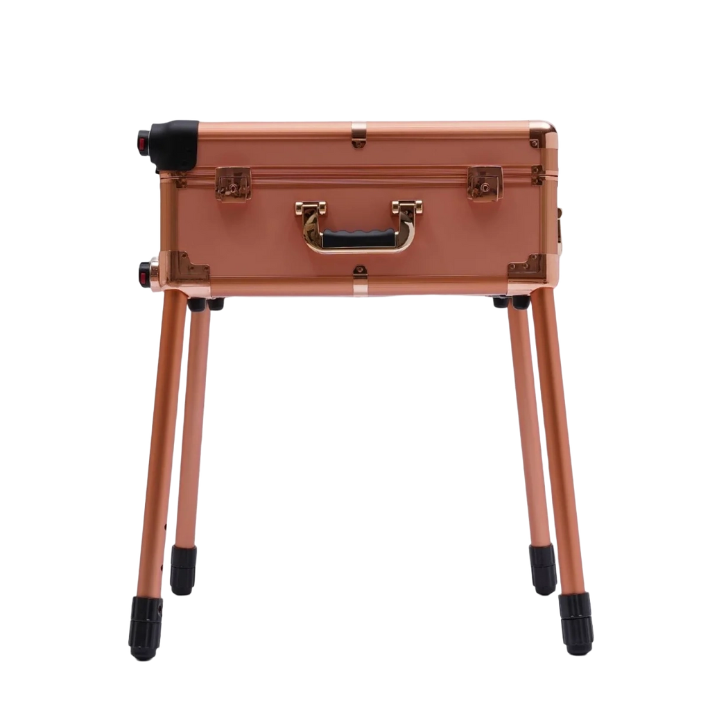 Aluminum Rolling Makeup Trolley With 8 LED Lights and Stand