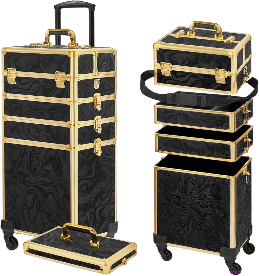 5 in 1 Rolling Makeup Train Case With Lid