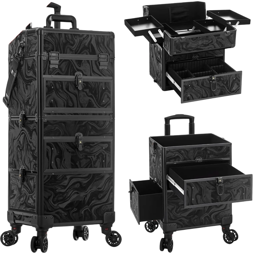 5 in 1 Rolling Makeup Train Case With Drawers