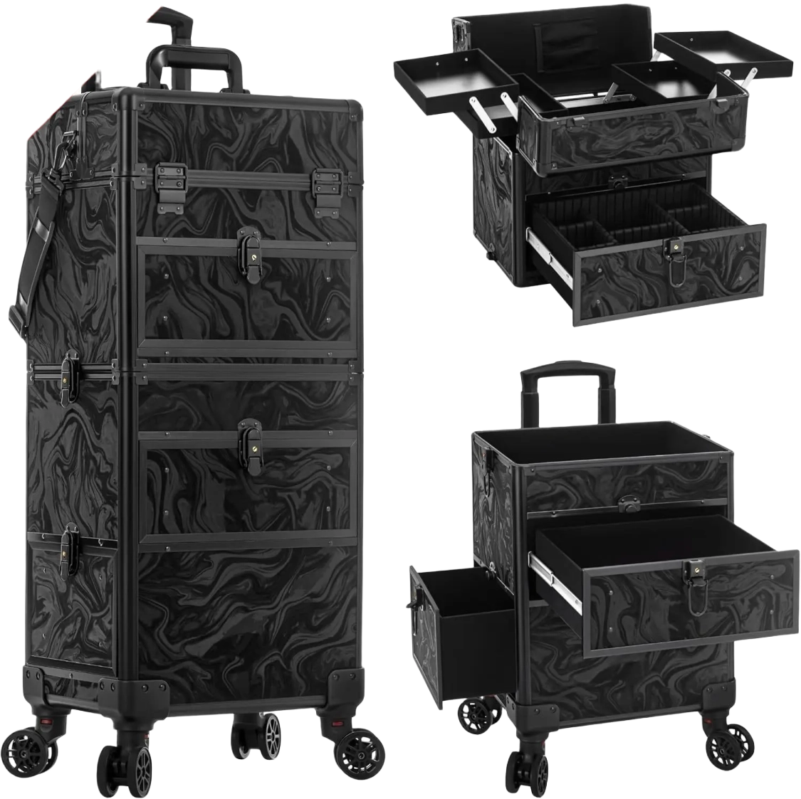 5 in 1 Rolling Makeup Train Case With Drawers