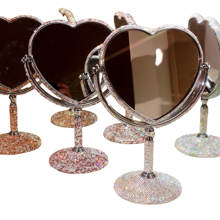 HeartGlow 360° Makeup Mirror (Double-Sided Heart Shape)