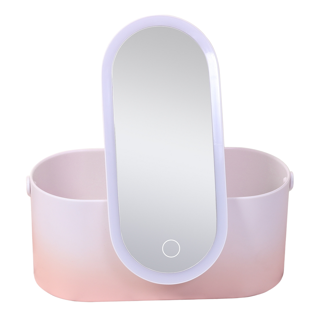 Makeup Storage Box with LED Makeup Mirror