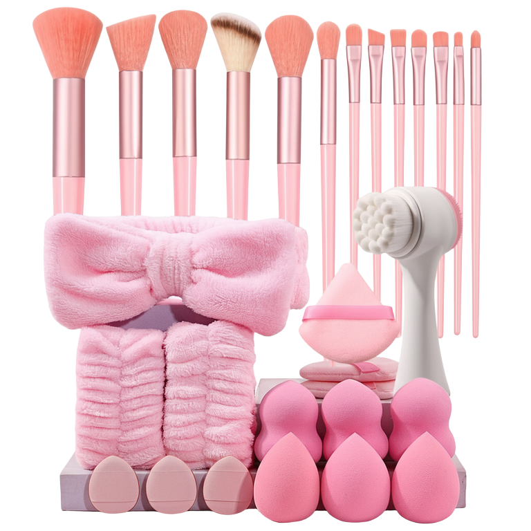 Makeup Brush Set With Sponge Set, Face Wash Brush, Head-Band & Wrist-Band