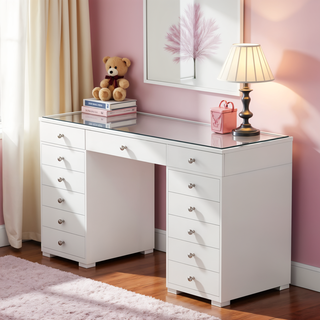 Glam & Glow Vanity Desk with 13 Drawers