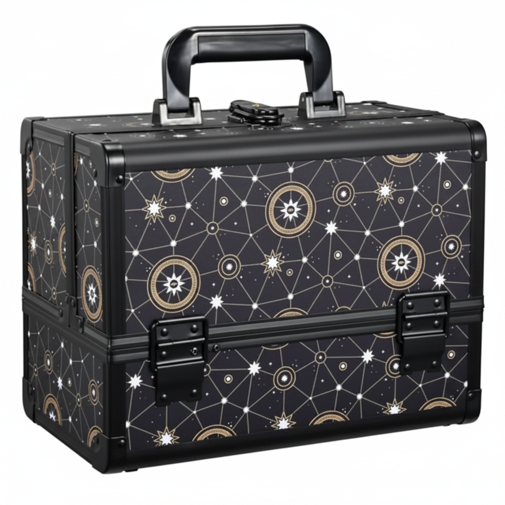 Professional Makeup Organizer Box With Mirror & 3 Trays