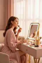 LED Makeup Mirror With Gold Frame - 15x13 Inches