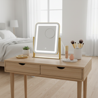 LED Makeup Mirror With Gold Frame - 15x13 Inches