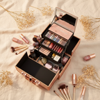 Large Capacity Makeup Organizer Box With Mirror & 3 Trays