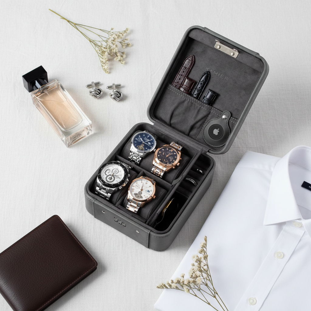 Watch Case & Jewelry Organizer with Combination Lock