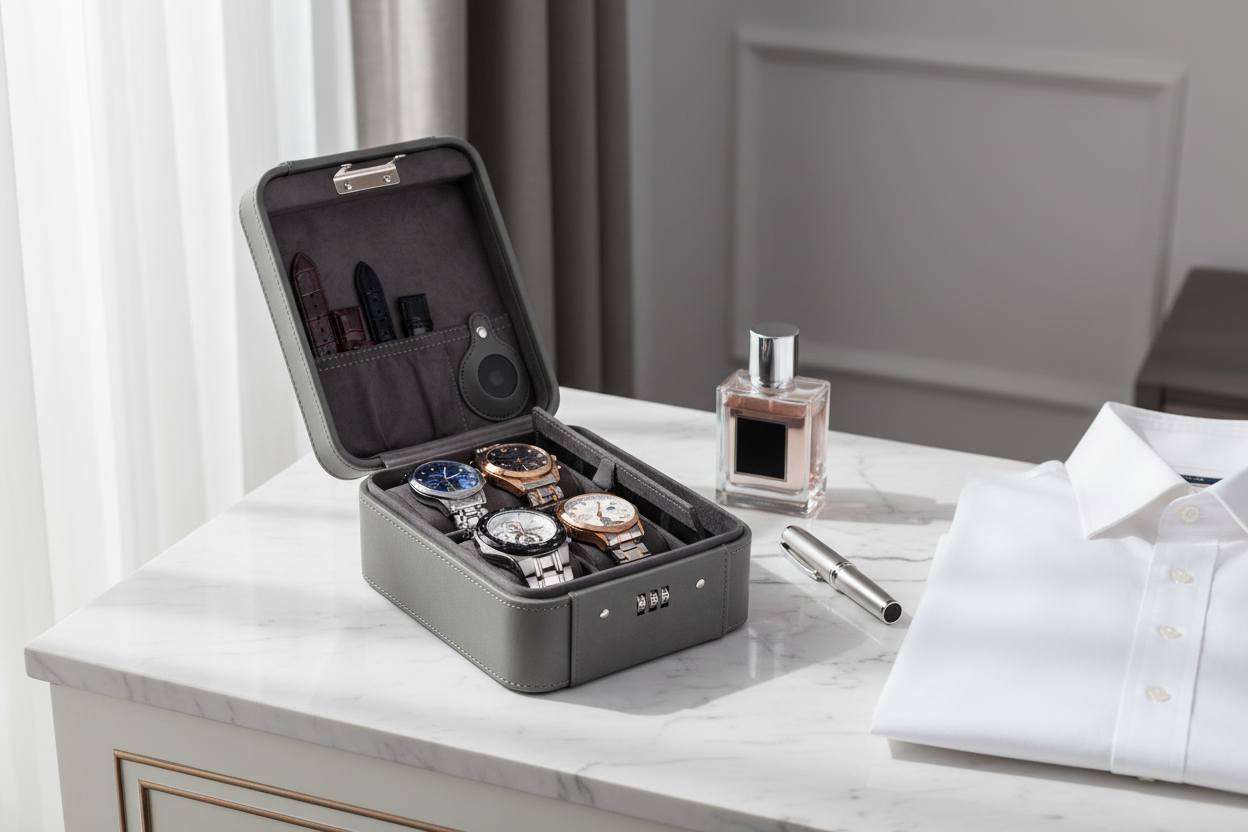 Watch Case & Jewelry Organizer with Combination Lock