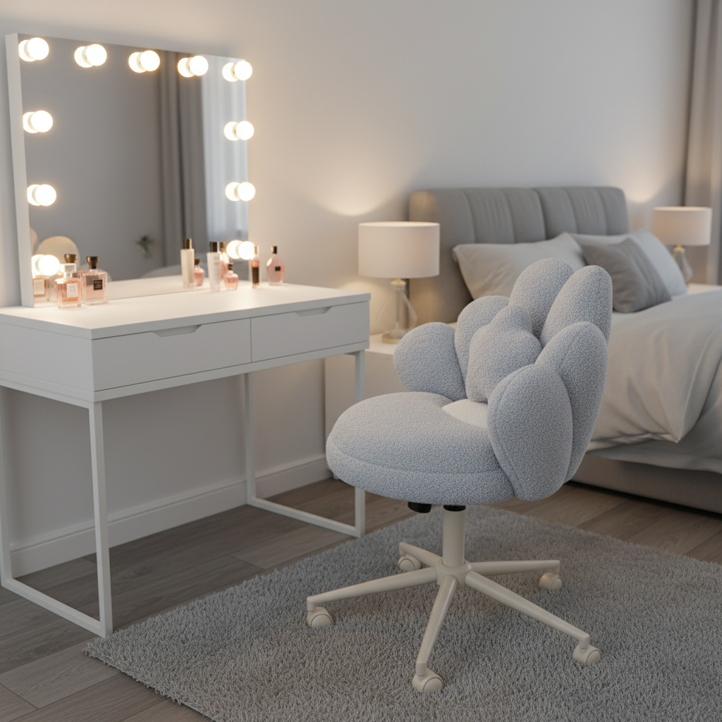 Petal Shape Vanity Chair With Star Pillow