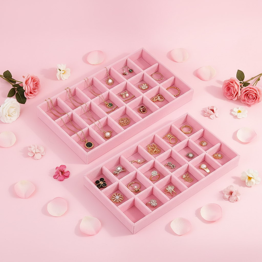 Jewelry Box Display Tray Set | Drawer Organizer | 2 Pcs