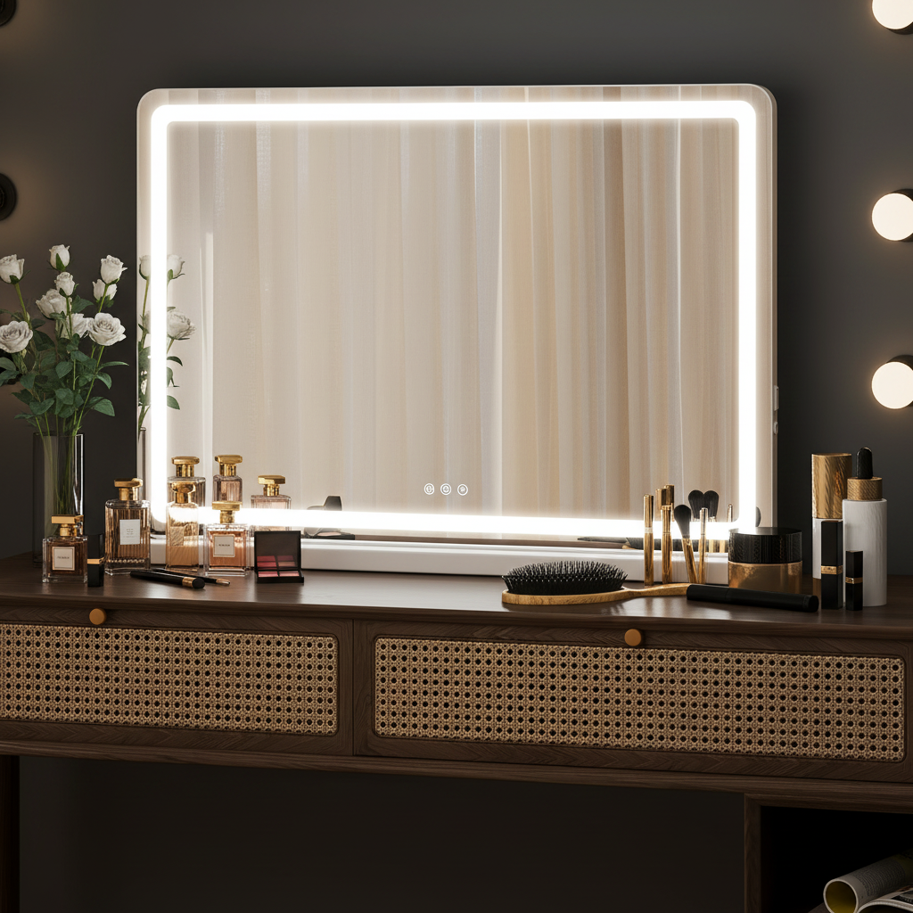 Tabletop Makeup Mirror With Aluminum Frame