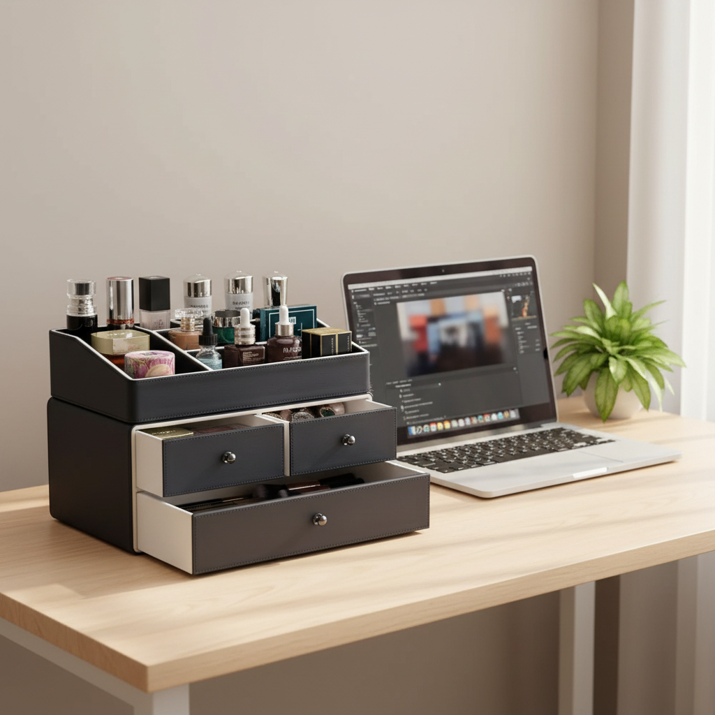 2 Tier Makeup Organizer With 3 Drawers