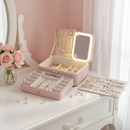 3 Layers Jewelry Box With Makeup Mirror