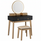 Contemporary Compact Makeup Vanity Set - Black & Golden