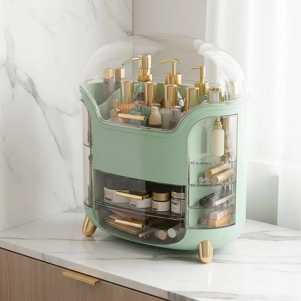Large Capacity Crystal Makeup Organizers - Mint Green