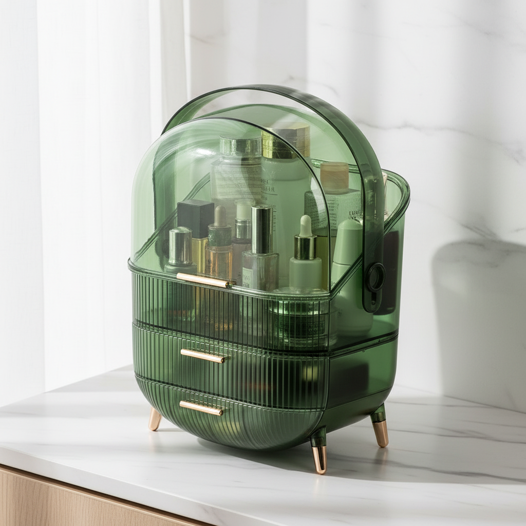 Large Capacity Transparent Makeup Organizers - Green