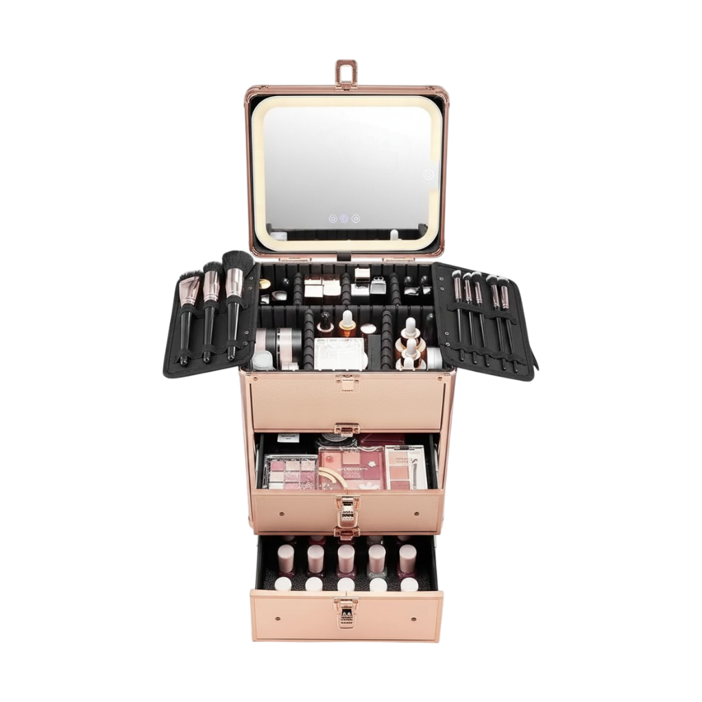 Makeup Box With 2 Drawers - Rose Gold