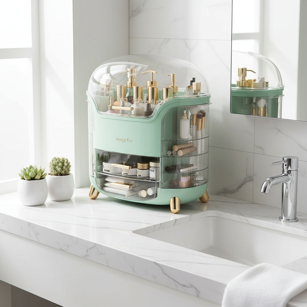 Large Capacity Crystal Makeup Organizers - Mint Green