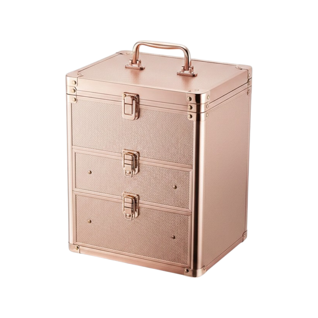 Makeup Box With 2 Drawers - Rose Gold
