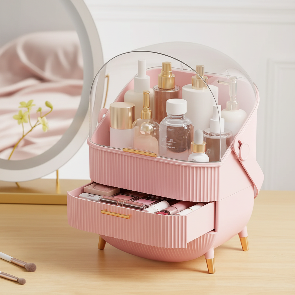 Large Capacity Makeup Organizers - Pink