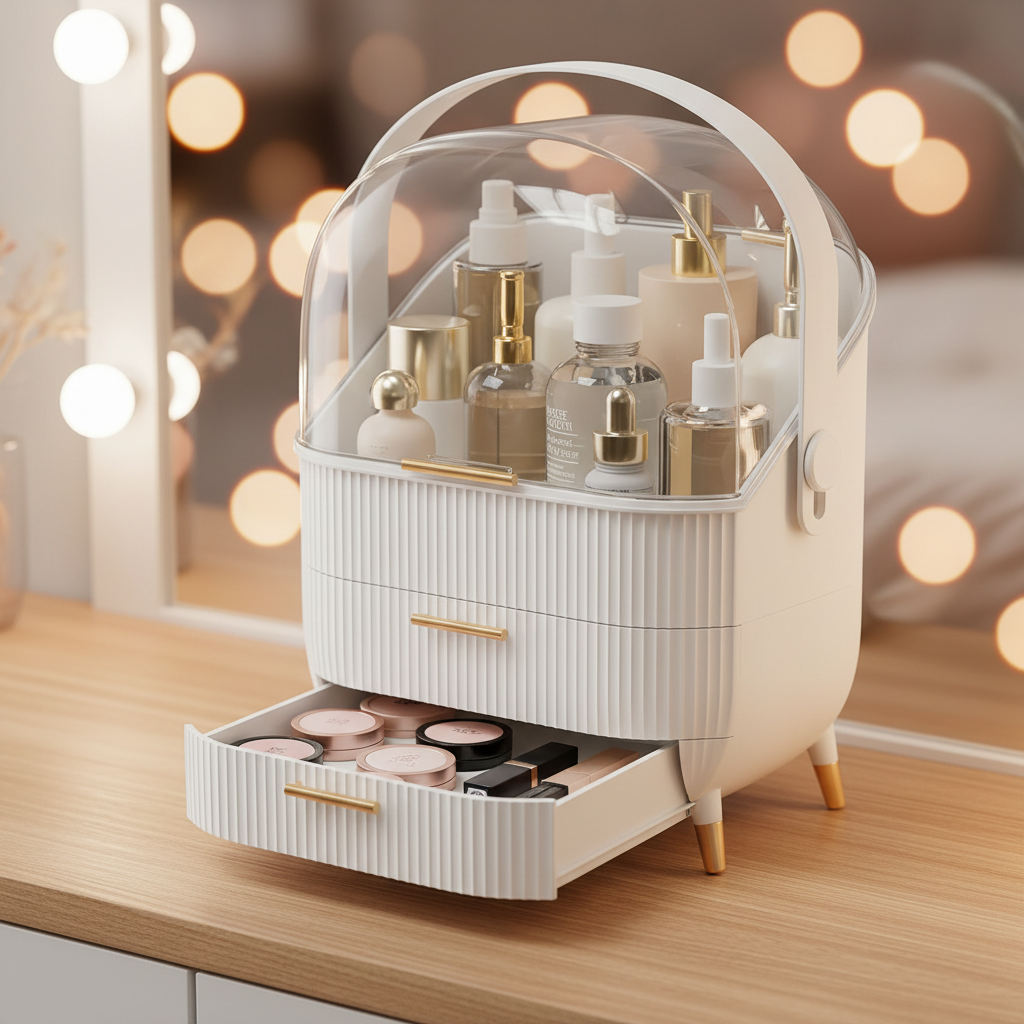 Large Capacity Makeup Organizers - White