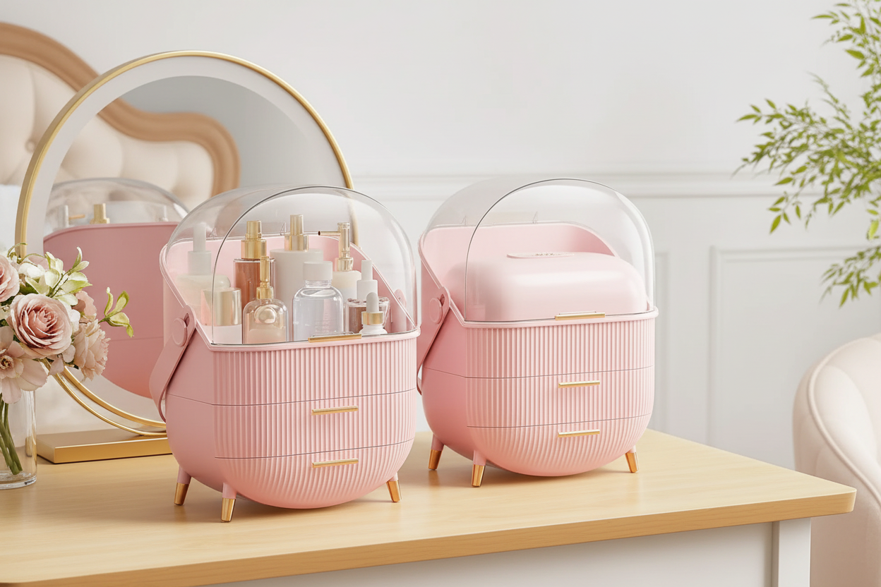 Large Capacity Makeup Organizers - Pink