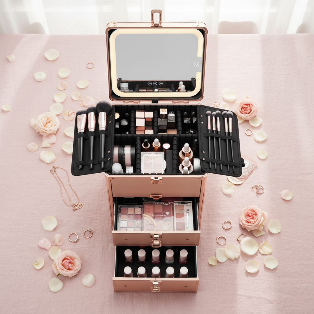 Makeup Box With 2 Drawers - Rose Gold
